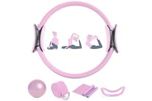 Upven Kit Pilates,Juego de 5 Piezas,aro Pilates Mujer,Pelota Pequeña de Pilates,Aro de Pilates,Kit de Pilates para Ejercicio en Casa,Cintas Elásticas musculación