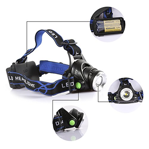 B-right dimmbar hell LED Stirnlampe, 3 Modi LED Kopflampen, Aluminium LED Kopflampe 1200 Lumen, 3 Helligkeiten zu wahlen,Wasserdicht Stirnleuchten, LED Kopflampe, Kopfleuchten, Fahrrad Lampen - 3