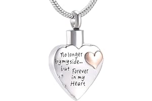 MCJKP No Longer By My Side Forever in My Heart Cremation Jewellery Urn Necklace for Ashes for Mama Ashes Holder Keepsake Pendant Memorial Gifts