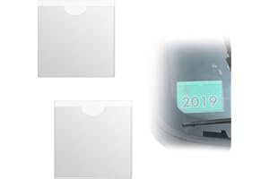 Aestustheri 2 Pack Parking Permit Holder for Car Windscreen - Self-Adhesive Permit Holder - 10.5 x 10.5 cm - Clear Tax Disc Holder for Car Windscreen - Note and Ticket Holder - Car/Van/Caravan Use