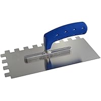 TREBI Profi Edelstahl-Glättekelle gezahnt rostfrei Softgriff blau 15 x 15 x 15 mm