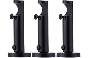 Lister Cartwright 28mm Curtain Pole Ends Metal Barrel Brackets with Adjustable Screws Obsidian Black(Pack of 3)
