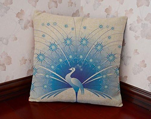 Huirong Pillowcase Design 18 X 18 inch (45 X 45cm) Blue Peacock Pillow Protector, Best Pillow Cover,One side printing