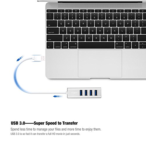 USB Hub, Jelly Comb 4 Port USB 3.0 Hub, Premium Aluminium Superspeed USB 3.0 Datenhub, Silber - 2