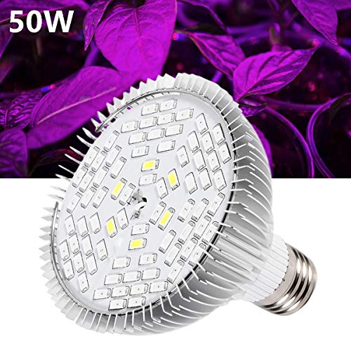 Anteer Luz de Planta LED 50W Lámpara de Crecimiento de Plantas Espectro Completo de Cultivo con IR Rojo Azul Luz para Interior/Invernadero/Grow Box Vegetal Crecimient (50W 78LED)