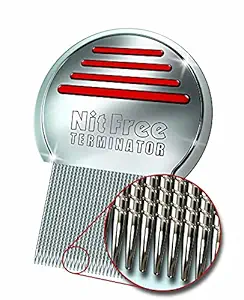 Nit Free Terminator Lice Comb, Professional Stainless Steel Louse and Nit Comb for Head Lice Treatment, Removes Nit