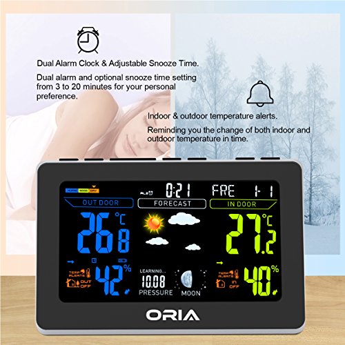 Oria Weather Station, Digital Thermometer Hygrometer, Indoor/Outdoor