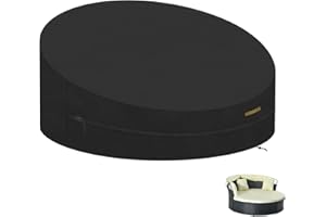 VANSHEIM Copertura Letto da Giardino Rotonda Coperture Isola Prendisole da Giardino Copertura Lettino da Giardino Tessuto Oxford 420D Impermeabile, Antivento, Anti-UV Telo Copriisola Ø190x90/50cm