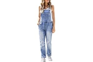 Onsoyours Jumpsuit Damen Latzhose Vintage Jeans Hose Casual Ärmellos Overalls Frauen Mode Baggy Sommerhose Mit Tasche Denim Playsuit Lose Hose Lange