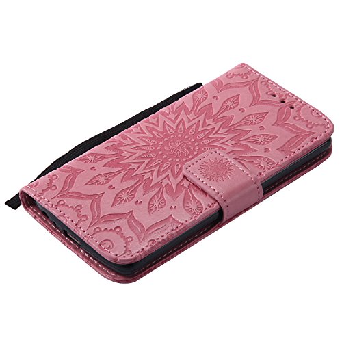 LG G3 Hülle,LG G3 Leder Wallet Tasche Brieftasche Schutzhülle,Cozy Hut® Prägung Sunflower Muster PU Lederhülle Flip Hülle im Bookstyle Cover Schale Stand Ständer Etui Karten Slot Schutzhülle Pink Tasche Wallet Case für LG G3 / D858 5,5 Zoll – Rosa - 3