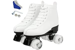 KALINU Women's Roller Skates PU Leather High-top Roller Skates Four-Wheel Roller Skates Shiny Roller Skates Beginner Outdoor Indoor