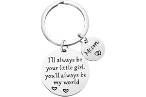 HZJ-AIGO Mother's Day Gifts from Daughter,Gifts for Mum,I'll Always Be Your Little Girl,You'll Always Be My World Keyring,Mum Gifts,Mum Birthday Gifts,Mum Christmas Gifts