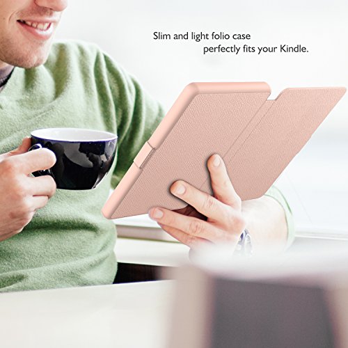 MoKo Hülle für Kindle 8 Generation – Die dünnste und leichteste Schutzhülle Smart Cover mit Auto Sleep / Wake für der Neue Amazon Kindle (8. Generation – 2016 Modell) 6 Zoll eReader, Rose Gold - 9