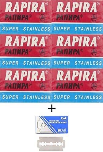 30 Rapira Stainless Chrome Blades + 1 Free KAI Stainless Steel BIade