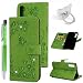 Produktbild A7/A750 2018 Handyhülle Flip Case für Samsung Galaxy,Idlehour PU Leder Case Cover Magnet Schutzhülle Tasche Skin Ständer Handytasche,Grün Diamant