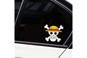 SASSY STICKERS One Piece Luffy Flag White Sticker Decal Pirate Cartoon Anime White Car Window Wall Macbook Notebook Laptop Sticker Decal by faststicker