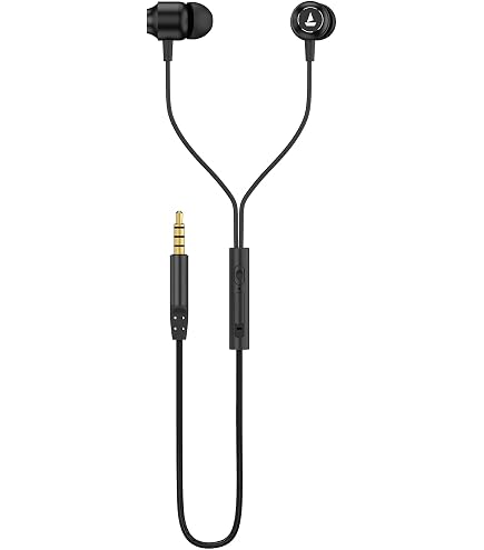 BoAt BassHeads 100 In-Ear-Kopfhörer Mit Mikrofon – 10-mm-Treiber, Satter Bass, 1,2 M Kabel (Schwarz)