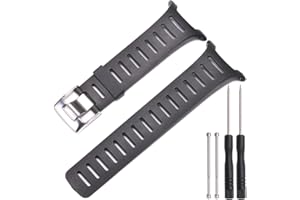 MCXGL Correa de reloj de goma negra de 20 mm de repuesto para SUUNTO T1 T1C T3 T3C T3D T4C T4D, Negro, herramienta y tornillo, 20mm, Moderno
