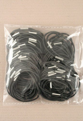 100 Plain Black THIN coloured hair elastics bobbles for girls hair and ladies hair accessory