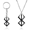 ZoCKZ Berserk Symbol Necklace The Mad Warrior of Norse Viking Mythology Keyring Pendant Fashion Jewelry (2 PCS), Black, Zinc, No Gemstone