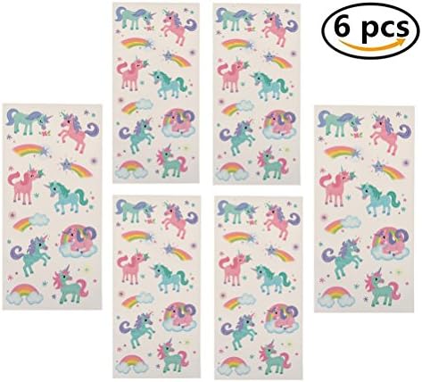 RUIYELE Kids Temporary Tattoos Unicorn Tattoo Stickers for Party Favors (6 Pcs)