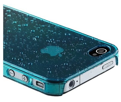 Angelina(TM) Waterdrop Raindrop Hard Snap-on Phone Case Compatible with iPhone 4 4S Sky Blue Color