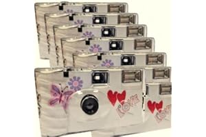 Lot de 8 appareils Photo jetables 1A PHOTO PORST Edition Butterfly, Papillon, avec Flash, Piles et Film (Lot de 8, 27 Prises chacune)