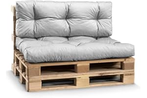 Gutekissen® Palettenkissen Wetterfest, Gartensofakissen, viele Farben und Größen PPI (Set (Sitzkissen 120x80 +Rückenlehne 120x40), Hellgrau-wasserfestes)