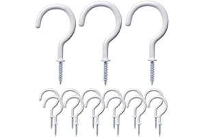 Lyxtiorn Confezione da 50 Ganci a Vite Bianchi da 7/8 di Pollice, Ganci da Soffitto per Appendere Piante e Tazze in Legno