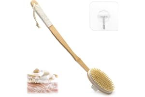 Aoyswuz 48cm Cepillo de Ducha Corporal Mango Largo Ergonomía Cepillo de Espalda Desmontable Cepillo Exfoliante Corporal para Limpiar Espalda y Euerpo