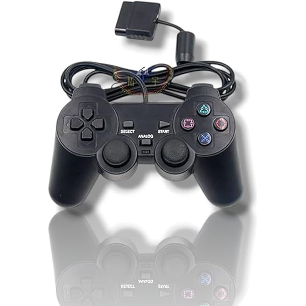 GAME GURU Wired Controller for PS2 – Double Shock Vibration