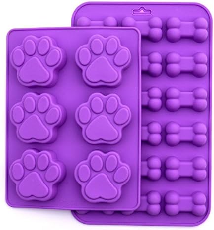 Sweet Cookie Crumbs Puppy Dog Paw And Bone Silicone Mold, 2 Pack Set
