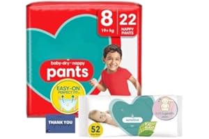 CC1ST CUSTOMERS COME 1ST Bundle for Growing Toddlers Consists of Pampers Baby Dry Nappy Pants Size 8 x22 with Pampers Sensitive Baby Wipes x52