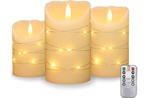 HIQE-FL Bezpłomieniowe świece LED, 3 szt., świece LED bez baterii, świeczki LED migający płomień, migający płomień LED (weiß)