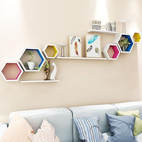 Wall Shelf Solid Wood for Living Room TV Background Wall Decoration Partition Storage Rack (Color : #-004)