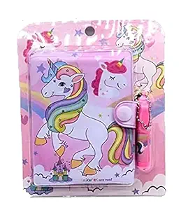 AUM Unicorn Small Pocket Diary with Small Pen for Kids Cute Cartoon Stationery Set with Unicorn for Students Kids Children Birthday Return Gift