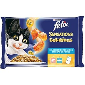 Purina Felix Sensations Gelatinas comida para gatos Selección Surtido de Pescados 4 x 100 g