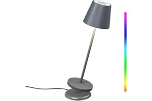 ‎MALUX Table Lamp Wireless Dimmable Touch Control Table Lamp Wireless with Warm White 8 Colours RGB LED Table Lamp Battery Waterproof IP54 for Home and Garden, Dining Table, Bedroom, Study, Balcony, Hotel