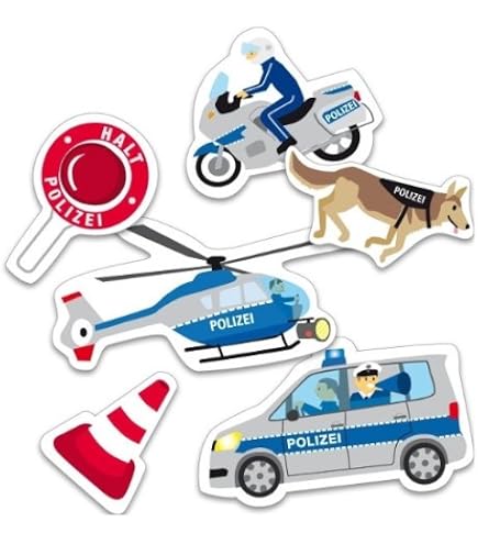 INNORU Polizei-Konfetti Set – 120 Stück, Schwarz-glitzernd, Mit Handschellen- & Pistolen-Motiven