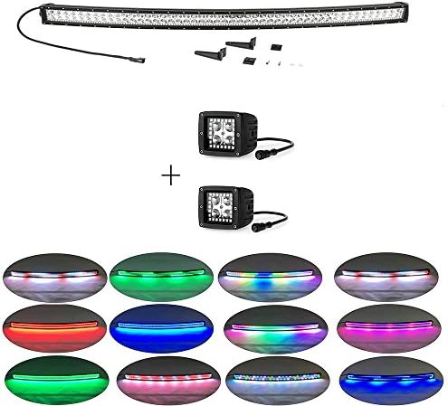 Colorbarz® 240Watts 42inch Curved Chasing Led light bar Halo+ 2 pcs Flushmount Led work light for Truck, SUV, 4X4, Driving Working Light with Free Wiring Harness, 240w - 24,000 Lumens - Black
