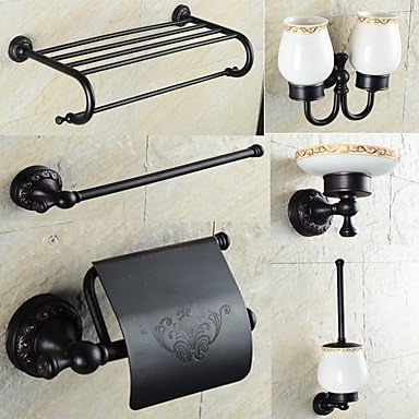 HSheng® Bathroom Accessory Set / Oil Rubbed Bronze Towel Bar Antique Brass Wall Mounted 625 x 90x125mm (24.6 x 3.54 x 4.92) Brass / Ceramic / Crystal Antique