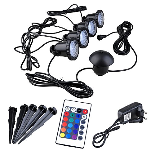 RGB LED Strahler Außen Deko Nachtlicht Blau Lila Rot Lampe wasserdicht IP65 36 LEDer 7W mit Stange für Garten Aquarium Terasse Teichbecke Brunnen Wegeleuchten färbige Lampe ferngesteuert - 8