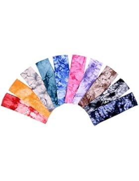 eBoot Tie Dye Baumwolle Stretch Kopfband Elastische Yoga Haarband, 10 Stück