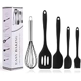 5 Piece Black Silicone Spatula Set | Fireproof, Non-stick and Heat Resistant