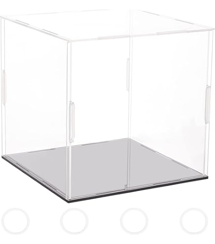 Organizer in acrilico, espositore in acrilico, con base nera, trasparente, da collezione, cubo rimovibile, antipolvere, personalizzabile (colore: trasparente (lunghezza x larghezza x altezza