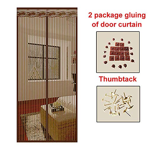 Preisvergleich Produktbild Jimgd Magnet Fliegengitter Tür Insektenschutz Balkontür Magnetischer Fliegenvorhang Moskitonetz Magnetisch Anti-Mosquito Curtain Für Balkontür Wohnzimmer Schiebetür,Brown,90x200cm(35x79inch)