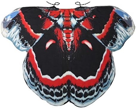 Women Shawl Sonnena 185*145CM Butterfly Wings Wrap Shawl Fairy Ladies Girls Nymph Pixie Costume Dresses Capes Stoles Coat Accessory Good Decoration For Party Dress up Easter Day Gift (Shawl, Red)