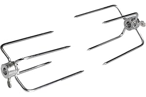 SANTOS Edelstahl Fleischklammer, Krallen, Spießgabel, Edelstahl für Drehspieße mit Ø8-10mm - Vierkant Forken für Ihre Gasgrill-/ Kugelgrill-Rotisserie
