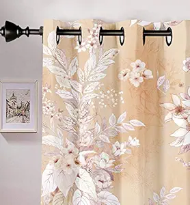 Lush Decor Digital Printed Floral Polyester Curtains for Door 9 feet Set of 2,Beige Color