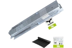 FATMOOSE Ancrage au sol - SET de 10 ancrages en profilé ProFix + FATMOOSE 3W toile anti-mauvaises herbes pour aire de jeux, tour d'escalade, maisonnette sur pilotis et cabane